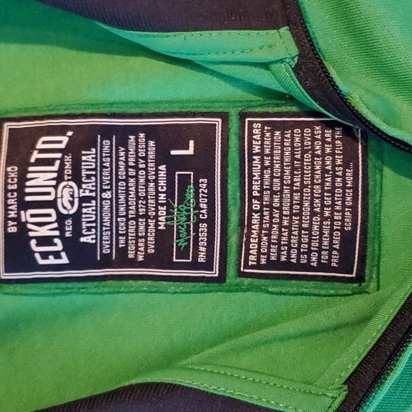 Vintage ECKŌ UNLTD Actual Factual Mens LARGE Jacket - Light weight 💚 NEW - Picture 3 of 11